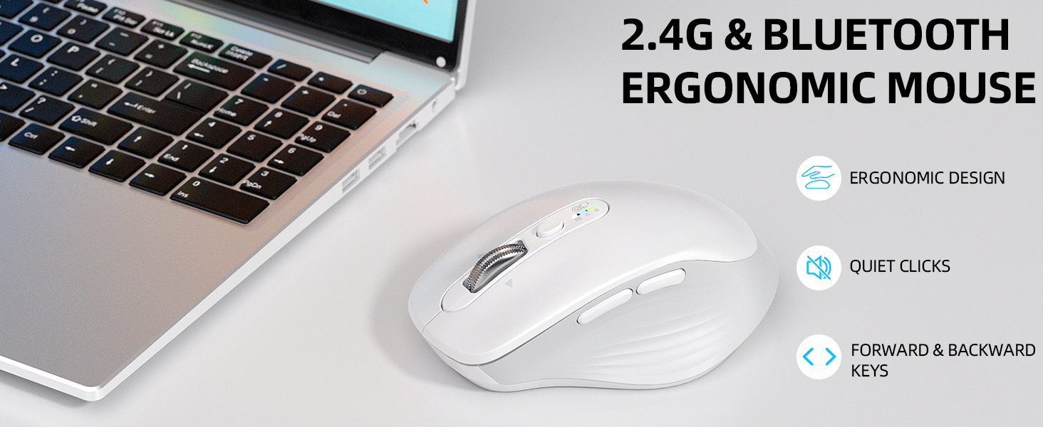 Wireless Bluetooth &amp;amp; USB Multi-Device Ergonomic Mouse