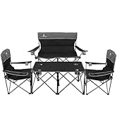 CAMPHILL Camping Chair Set of 3, Outdoor Folding Camping Chairs for Heavy People with Cup Holder ...
