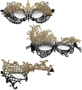 TFTSR Masquerade Masks for Women Couples,Men Mardi Gras Mask,Girls Black Gold Lace Costume,Adults...
