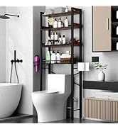 Over The Toilet Storage Cabinet,4 Tier Bathroom Organizers and Storage With Adjustable Shelf Wate...