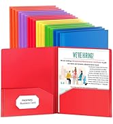 Plastic Folders with Pockets, 2 Pocket Folders Fit Letter Size Paper, Heavy Duty Paper File Folde...