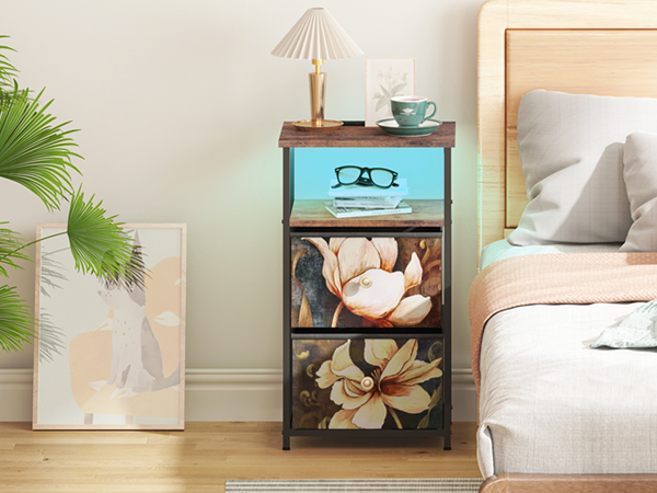 Nightstands Set of 2 with Charging Station