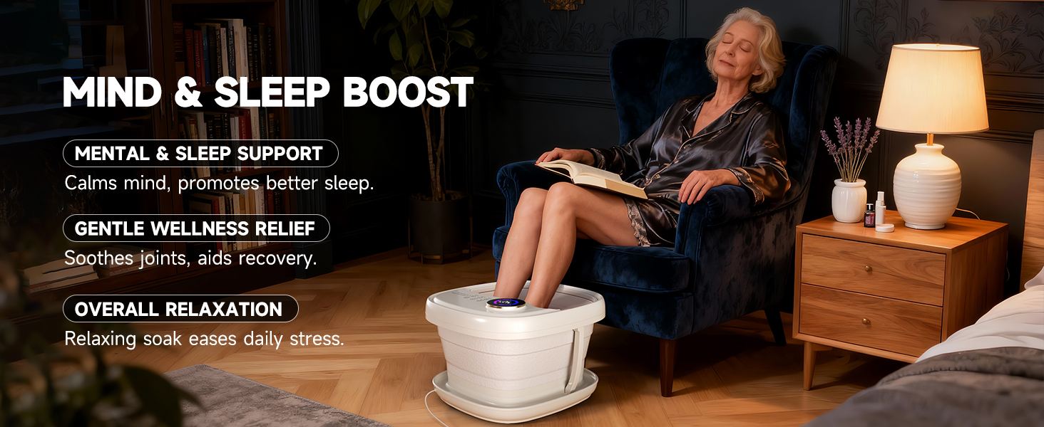 Collapasible Foot Spa Bath Massager with Heat, Pedicure Foot Spa with Bubbles and Jets/Timer