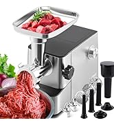 Huanyu Electric Meat Grinder Heavy Duty 3200W Max Power 2 Blades, 3 Plates, Sausage Tubes and Kub...