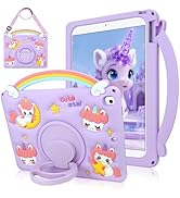 SAMONPOW for iPad 9th/ 8th/ 7th Generation Case (2021/2020/2019) Cute Rainbow Unicorn iPad Case 1...