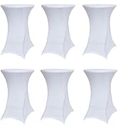 Obstal Cocktail Table Covers Stretch Spandex White Cocktail Table Cover Cloth for Wedding, Banque...