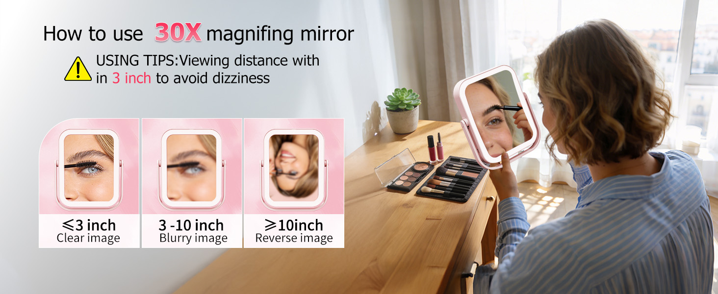 travel mirror with lights and magnification
