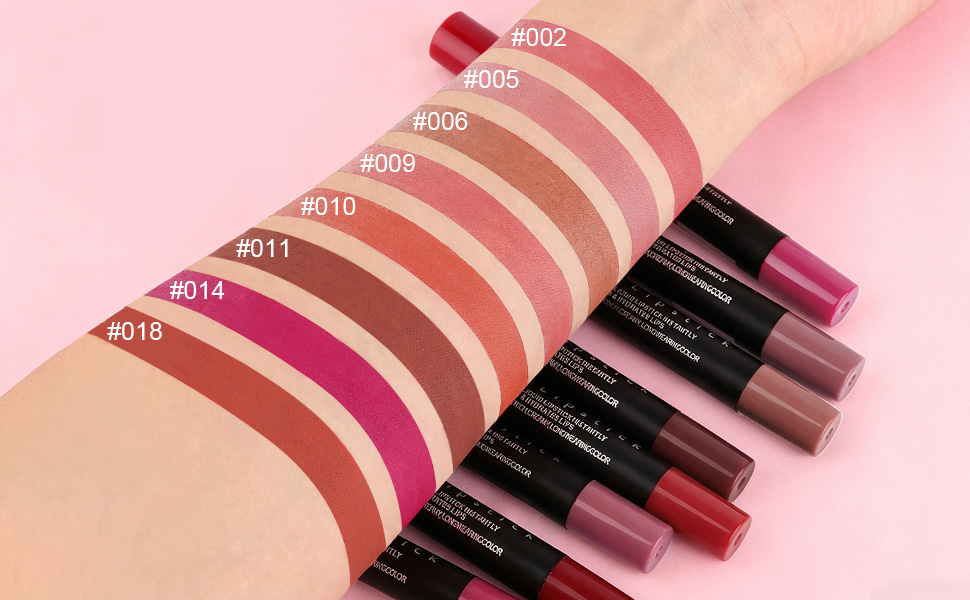 evpct 8Pcs Matte Lipstick and Lip Crayon Lip Liner Pencil Pen Set