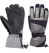 HighLoong Men Ski Snowboard Gloves with Waterproof and Thinsulate for Cold Winter-Black