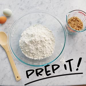Flour and sugar in glass containers
