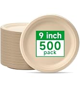 Disposable Paper Plates 9 Inch [500 Pack] Brown