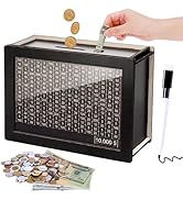 Cash Vault Wooden Savings Box, Wooden Cash Saver Money Box, Cash Coin Retro Money Savings Box wit...