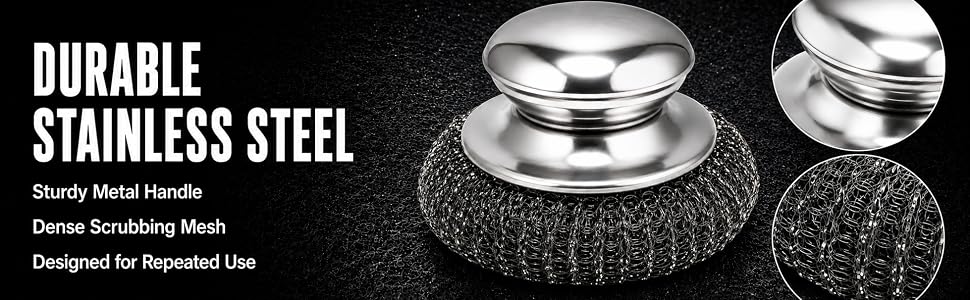 4. Made of durable and sturdy stainless steel metal dense scrubbing mesh
