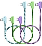 Osecet USB C to USB C Cable 60W 6ft 3 Pack 90 Degree Elbow Type C to Type C Nylon Braided Right A...