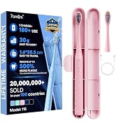 7AM2M Sonic Travel Electric Toothbrush for Adults&amp;Kids, Travel Case&amp;2 Brush Heads, 1 Charge for 9...