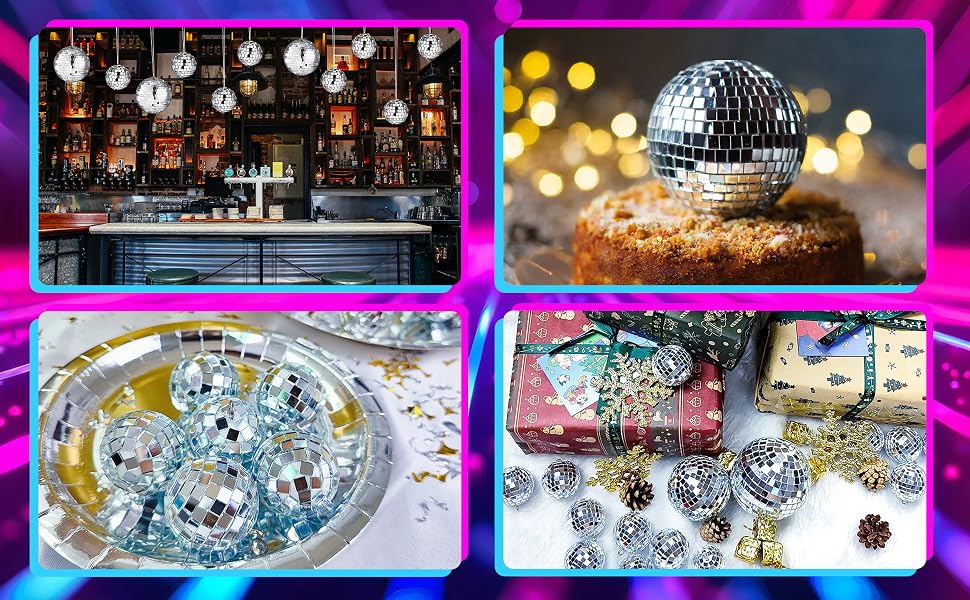 disco balls for room decor, cake topper, party decor and christmas decor