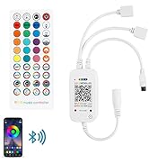 RGBZONE Bluetooth LED Controller, 2-Port DC5-24V 4-PIN LED Strip Light Controller, APP Control an...