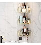 STAHLHEART Gold corner shower caddies with depth caddy and Built in 12 hooks rustproof wall mount...
