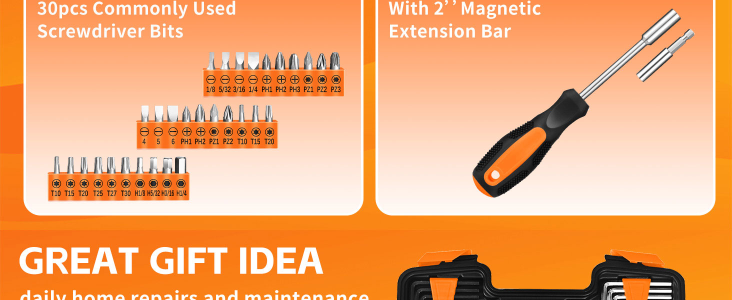 58 Piece Household Tool Set, General Household Hand Tool Kit with Plastic Toolbox Storage Case