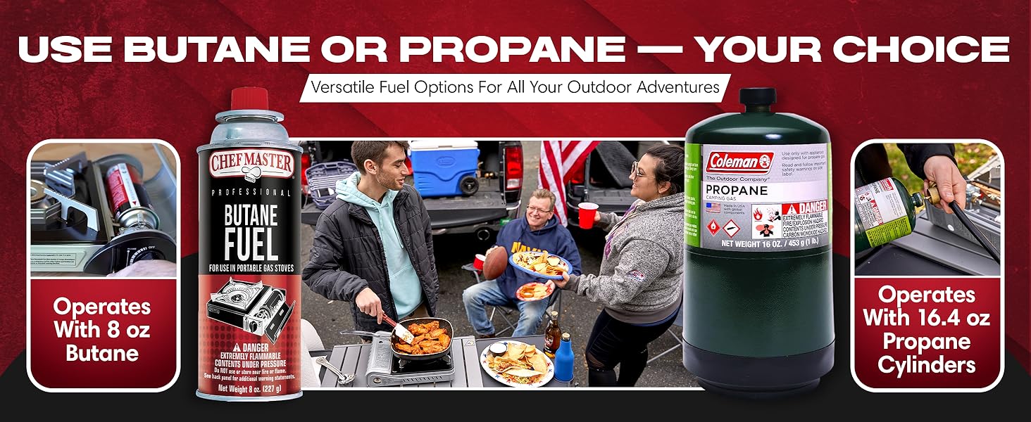 Grill Boss Dual Fuel Portable Stove, Dual Fuel Butane &amp;amp; Propane Stoves