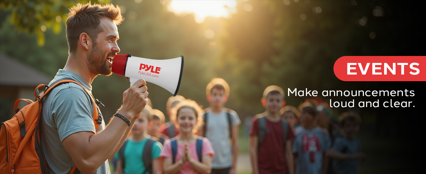 rechargeable pyle battery compact microphone 50w mic mp3 aux alarm megaphone bullhorn speaker