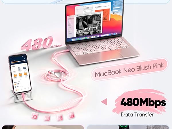 usb c to usb c cable pINK