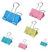 Binder Clips Assorted Sizes, 120 Pcs Colored Paper Clamps, Jumbo, Large, Medium, Small, Mini, Mic...