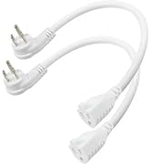 [2 Pack] Flat Plug Short Power Extension Cord - 8inch Low Profile Flat Plug 3 Prong Grounded Indo...