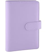 Antner A6 PU Leather Notebook Binder Refillable 6 Ring Binder for A6 Filler Paper, Loose Leaf Per...