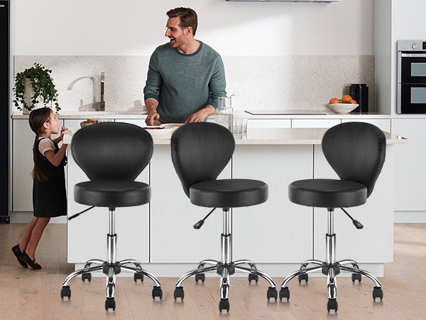 PVC Faux Leather Rolling Swivel Salon Stool Chair