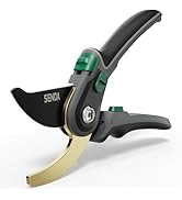 SENDA 9-Inch Ratchet Pruning Shears - Professional SK5 Steel Bypass Lopper with 2-Position Jaw fo...