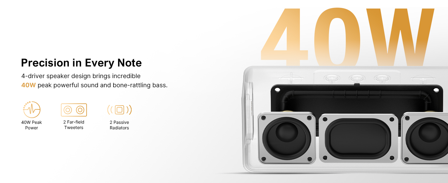 bluetooth speakers wireless with 40W peak power