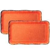 LEHAHA Melamine Serving Tray/Platters Set of 2, 17.5" x 10", 2-Piece Large Rectangular Melamine P...