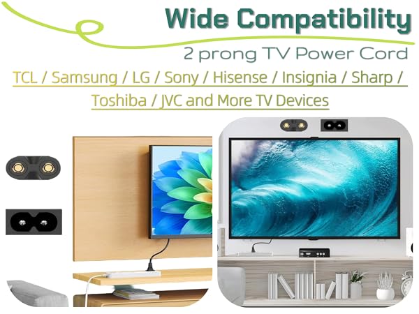 2 prong TV Power Cord