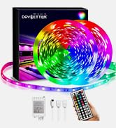 DAYBETTER Led Strip Lights 40ft, RGB Color Changing Led Strips with 44 Keys Remote Control for Ro...