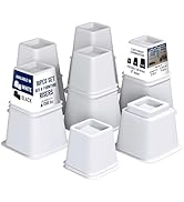 LifeMaster 16pcs Adjustable Bed Risers - 3.5 inch Heavy Duty Furniture Lifts for Sofa, Couch - Cr...
