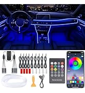 Interior Car Lights, 9 in 1 Car LED Strip with Wireless APP/RF Remote/Button Control, 16 Million ...