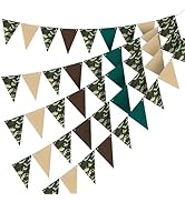 RVXHUA 41FT Pre-Strung Army Camo Birthday Party Decorations - Ready to Use Camouflage Pennant Gar...