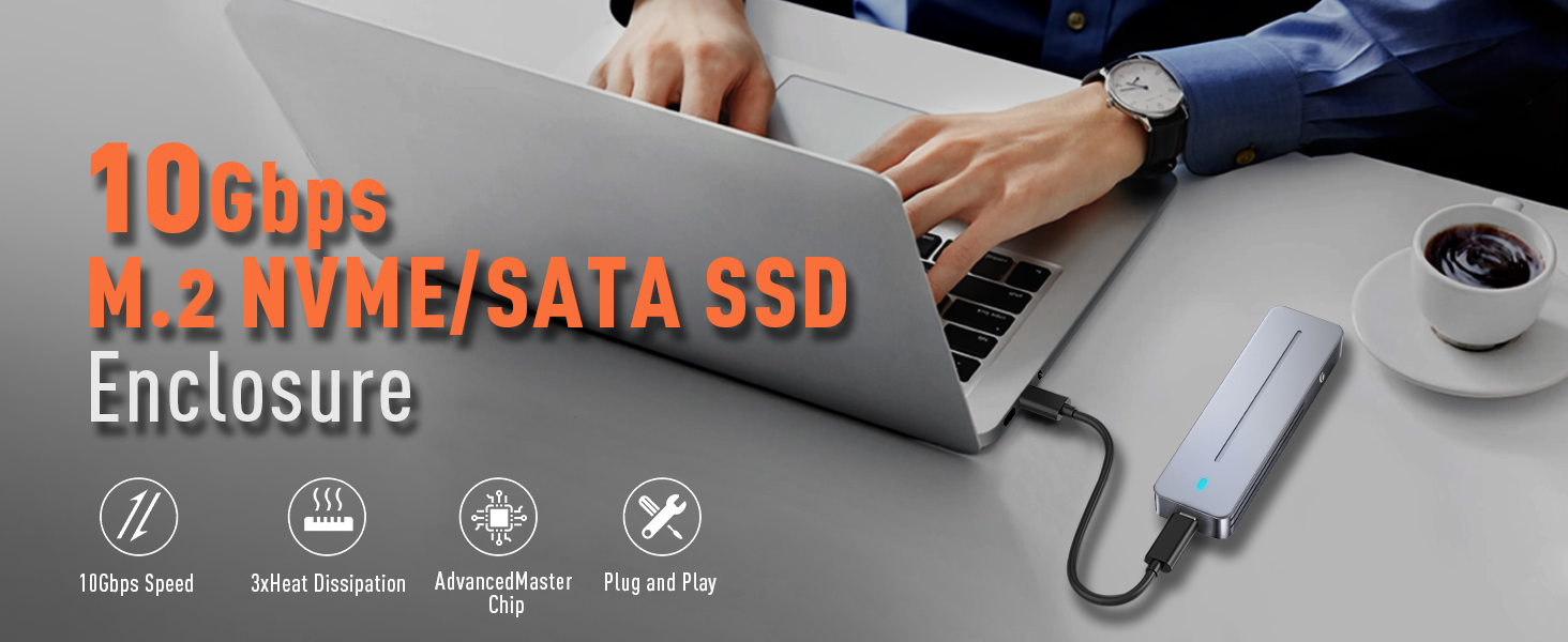 M.2 NVMe SATA SSD Enclosure