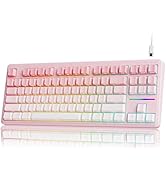 EWEWEADN V80 Wired Membrane Gaming Keyboard, 80% Compact Slient Ergonomic Computer Keyboard with ...
