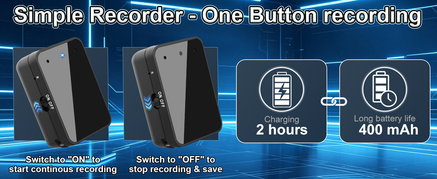 Mini Voice Recorder with Playback 45-Hour Digital Audio Recorder Portable USB-C Recording Device