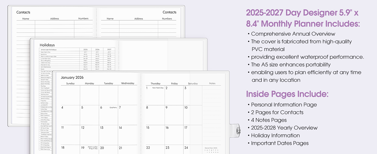 A5 Floral Monthly Planner 2025-2026