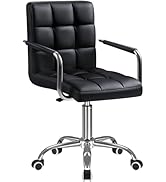 Furmax Mid-Back Office Task Chair Ribbed PU Leather Executive Chair Modern Adjustable Home Desk C...