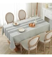 Laolitou Cotton Linen Waterproof Tablecloth for Dining Table Rustic Farmhouse Kitchen Rectangle T...