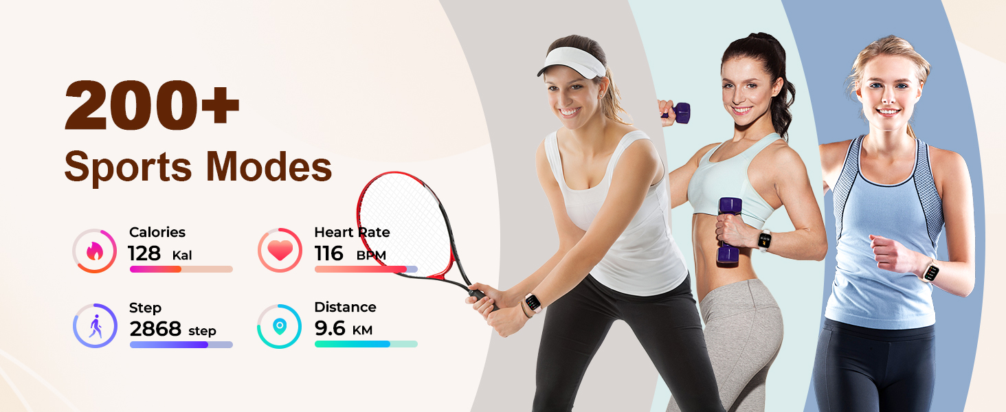 Fitness Tracker with 200+ Sports Modes, Calorie Counter, and Step Tracker