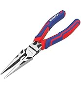WORKPRO Premium 8” Needle Nose Pliers, Paper Clamp Precision, Heavy-Duty CRV Steel, Large Soft Gr...