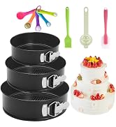 GZMAISULEE Springform Cake Pan Set of 3 (4, 7, 9 Inch) Round Leakproof Nonstick Cheesecake Pans w...