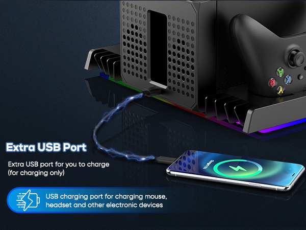 xbox series x rgb cooling fan charging station