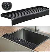 AyNirser Sink Edge Protector with Suction Cup 4"x20", Silicone Sink Splash Guard for Kitchen &amp; Ba...