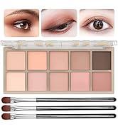 10 Colors Eyeshadow Palette,Light Beige Nude Pink Brown Naturing Eye Shadow Makeup,Blendable High...